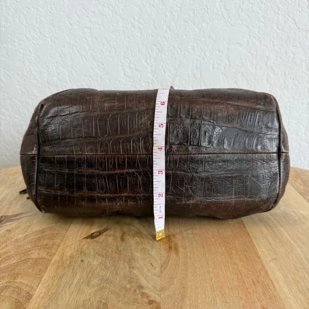 Furla Croc Embossed Brown Leather Hobo
